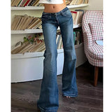 GETADME Women Vintage y2k Flared Jeans Retro Button-up Low Rise Casual Denim Pants Harajuku 2000s Aesthetic Trousers Basic Jeans