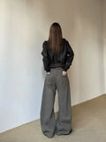 GETADME American Vintage 2000s Style High Waist Camel Jeans Pants Spring Fashion Women's Baggy Y2K Wide Leg Denim Trouser Female Clothes