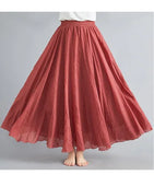 Robe longue en coton et lin Mori Girl, 28 couleurs, taille élastique, coupe trapèze, style ethnique, couleur unie, pour femme.