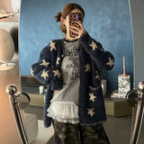 Gilet en maille à étoiles vintage GETADME pour femme, imprimé Harajuku, pull d'hiver coréen à manches longues, pull décontracté. 