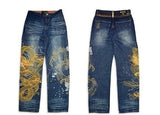 GETADME Harajuku Japanese Retro Selvedge Jeans Man Y2K High-end Brand Natural Indigo Dip Dyeing Harajuku Mopping Pants