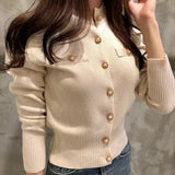 GETADME Autumn Winter Long Sleeve Fashion Women Cardigans Sweater Knitted Coat Short Casual Single Breasted Korean Slim Chic Ladies Tops