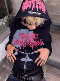 GETADME Gothic Retro Letter Print Picture Hip Hop Hoodie for Men's Clothing Y2k Harajuku Vintage Long Sleeves Loose Hoodies Sweatshirts