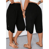 GETADME Plus Size 1XL-5XL Women's Fashionable Casual Solid Color Button Commuting Versatile Straight Leg Pants