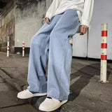 GETADME Spring Autumn Men Baggy Jeans Oversize Straight Loose Casual Denim Trousers Solid Color Streetwear Fashion Y2k Wide Leg Pants