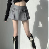 GETADME 여성 리본 패션 Y2K 스커트 플리츠 A라인 솔리드 밀레니엄 A라인 숏 스커트 하라주쿠 한국 여성 시크 프레피 스타일 의류