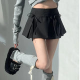 GETADME 여성 리본 패션 Y2K 스커트 플리츠 A라인 솔리드 밀레니엄 A라인 숏 스커트 하라주쿠 한국 여성 시크 프레피 스타일 의류