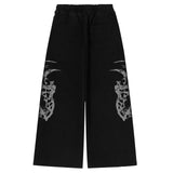 GETADME Dark Y2K Unisex Streetwear Jogger Pants Men Women Casual Loose Fit Drawstring Workout Gym Trousers Wide Leg Fitness Fashion