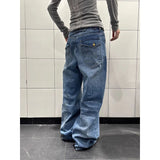 GETADME Women Blue Baggy Y2k Grunge Cargo Jeans Vintage Wide Jean Pants Hip Hop Oversize Denim Trouser Japandi Style Alternative Clothes