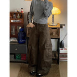 GETADME American Vintage 2000s Style High Waist Brown Jeans Pants 2025 Summer Women's Baggy Y2K Wide Leg Denim Trouser Female Clothes