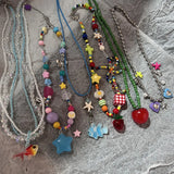 GETADME Boho Kpop Colorful Sugar Star Tassel Pendant Choker Necklace for Women Sweet Love Heart Chain Aesthetic Y2K Jewelry Accessories
