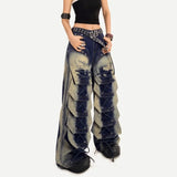 GETADME 2025 Ropa Y2K Grunge Vintage Blue Baggy Women's Stacked Ripped Jeans Pants For Woman Clothing New Rock Wide Leg Denim Trousers