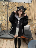 GETADME Y2k Kawaii Japanese Cartoon Long Sleeve Zipper Hooded Sweatshirts Subculture Loose Casual Hoodies Women Tops 2000s Vintage Chic