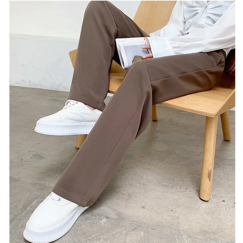 Pantalon tailleur GETADME pour femme, taille haute, longueur au sol, blanc, coupe ample, jambes larges, idéal pour l'automne et l'hiver. Pantalon droit long pour femme, parfait pour le bureau.