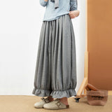 GETADME New Japanese Fashion Cropped Pants for Woman Vintage Baggy Lantern Trousers Women Spring Autmn Kawaii Ruffled Casual Pant Mujer