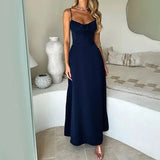 GETADME Elegant Maxi Long Waist Wrap A-line Dress Women Spaghetti Strap 2025 Summer Fashion Dress Backless Sexy Party Dresses