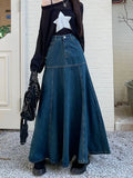 Getadme Long High Waist Versatile Fishtail Denim Skirt Woman
