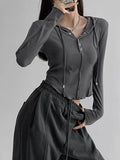 Getadme-Crop Tops Women T-shirts Hooded Sweatshirt Long Sleeve Tees Y2k Clothes Korean Casual Woman Tshirts Poleron Mujer