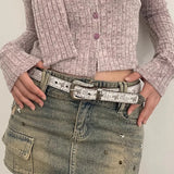 GETADME N Retro Y2K White Belt Women 2025 New Jeans With Korean Version Of The Waist Belt Design