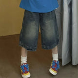 GETADME Y2K Vintage Baggy Jean Shorts Womens Washed Wide Leg Capri Pants Casual Barrel Jeans Denim Shorts Mens Oversized Jorts