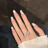 GETADME 10pcs Simple Handmade Fake Nail Tip Gradient Pink Design False Nail Art Reusable French Cat's Eye Mid-length Oval Press on Nails