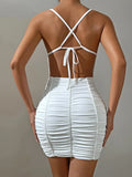 GETADME Sexy WOMEN'S Camisole Pleated Tight Fitting Buttocks Wrapped Backless Dress 2025 Seaside Vacation New Model
