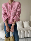 Getadme-Tassel edge shoulder jacket short outer style 2024 early spring jacket