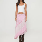 GETADME Fashion Polka Dot Printing Lace Patchwork Harajuke Women High Waist Skirts Irregular Streetwear Club Long Skirts