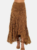 Getadme Elegant Lace Asymmetrical Skirt Women Vintage Y2K Boho High Waist Hollow Mesh Patchwork Layered Maxi Skirts Lady Holiday Outfits