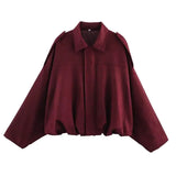 GETADME Women's 2025 new Jackets Autumn Fashion Loose Bat Sleeves Elegant Women's Jackets Chic Street Youth Autumn Long Sleeves Coats