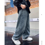 GETADME 5-14Y Boys Jeans Pants Spring Kids Wide Leg Straight Trousers Autumn Loose-Fit Casual Trousers Children's Trendy Sweatpants