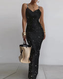 GETADME Dresses For Women 2025 Sexy Spaghetti Strap Color Printed Long Dress Evening Y2k Sleeveless Solid Skinny Bodycon Maxi Vestidos