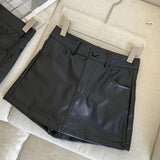 Women Sexy PU Skirt Spring Autumn High Waist A-Line Tight Short Skirt Female Black American Fashion Zipper Half Dress