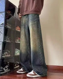 GETADME Men's Denim Pants Vintage Washing Wide Leg Loose Jeans Casual Straight American Style  Street Men Trousers Four Seasons New 2026