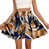 GETADME Women's Bohemian shorts high waist drawstring loose shorts lightweight comfortable beach shorts print wide leg short pants