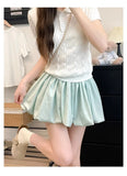 GETADME Pink Ice Silk Flower Bud Shorts Women's Summer 2025 New High Waist Anti-Light Casual Loose A- Line Korean Style Shorts