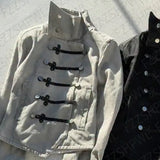 GETADME Streetwear Napoleon style Y2K Jacket Hip Hop Button Harajuku Goth Clothes Trend Punk Oversized Y2k Long sleeve Top Subculture
