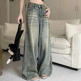 GETADME Y2K Loose Straight Leg Jeans Women Trousers Baggy Wide Fit Casual High Waist Retro Washed Vintage Style Women's Jeans Jeans