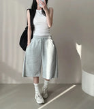 GETADME Summer Drawstring Wide Leg Shorts Women Fitness Running Loose Casual Large Sports Shorts Sweat Short High Elastic Lace Up Pants
