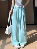 GETADME Spring Summer Women Loose Wide Leg Pants Casual Elastic Waist Stright Long Wide leg Pants Female Casual Female Pants Trousers