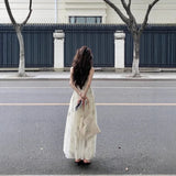 GETADME 여성용 중국 스타일 탱크 드레스 캐주얼 도시적 니치 디자인 예술적이고 우아한 소매 없는 롱 드레스