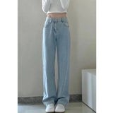 GETADME Autumn Spring Jeans Women Denim Pants Vintage Straight Trousers Fashion Female White Black Solid Loose Casual Wide Leg Pants