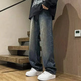 GETADME Fashion Men Straight Leg Work Wear Jeans Male Classic Vintage Outside Casual Denim Pants Daily Simple Streetwear Denim Trousers