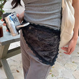 GETADME New Triangle Short Skirt Half Skirt Butt Curtain Skirt Lace Trim Small Apron Knitting Lace Stacked Ins Korean Women Headscarf