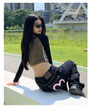 GETADME Women's Pink Heart Print Denim Straight Leg Jeans Loose Casual Floor-Length Long Pants Ladies Loose Fit Original Style