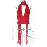 GETADME Tuularose 여성용 섹시 탱크탑 여름용 민소매 붕대 홀로우 넥 탑 새로운 V넥 하이웨이스트 파티 클럽 티셔츠 탑