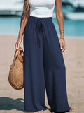 GETADME 2025 Cross border Women's Four Seasons Wide Leg Loose Drawstring Casual Fashion Pants