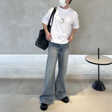 Getadme-Hip Hop New Branch Pattern Washed Jeans Unisex Straight Baggy Y2K Denim Trousers Vintage Blue Loose Casual Cargo Pants Oversized