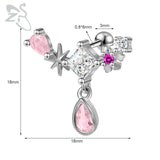 GETADME ZS 1 Piece 20G Cute Heart Stud Earring For Children Women Pink CZ Crystal Earrings Ear Cartilage Helix Conch Piercing Jewelry