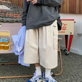 GETADME  Oversized Loose Streetwear Women Cropped Pants Japanese Hip Hop Pockets Cargo Wide Leg Trousers Retro Casual Straight Pants